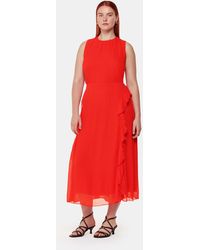 Whistles - Nellie Frill Detail Midi Dress - Lyst