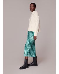 Whistles - Brushed Leopard Bias Cut Skirt - Lyst