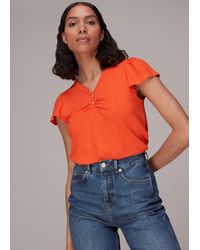 Whistles - Cada Button Linen Mix Tee - Lyst