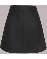 Whistles - Leather Curved Hem Mini Skirt - Lyst