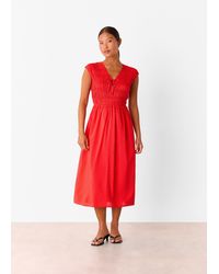 Whistles - Petite Shirred Bodice V Neck Dress - Lyst