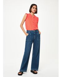Whistles - Flower Charm Frill Sleeve Top - Lyst