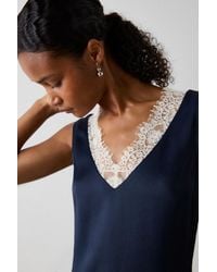Whistles - Lace Trim Satin Cami Top - Lyst