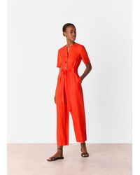 Whistles - Petite Fiona Linen Button Jumpsuit - Lyst