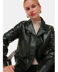 Whistles - Delia Croc Leather Jacket - Lyst