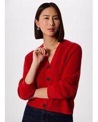 Whistles - V Neck Cotton Cardigan - Lyst