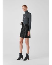 Whistles - Tie Detail Leather Aline Skirt - Lyst