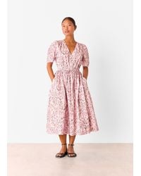 Whistles - Petite Leopard Cotton Midi Dress - Lyst
