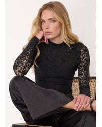 Whistles - Lace Detail High Neck Top - Lyst