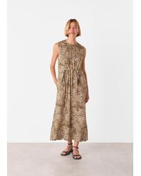 Whistles - Leopard Sleeveless Midi Dress - Lyst