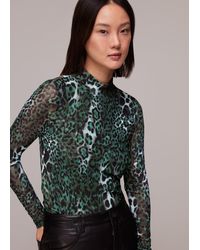 Whistles - Night Cat Mesh Top - Lyst