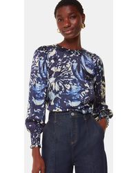 Whistles - Botanical Satin Keyhole Blouse - Lyst