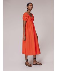Whistles - Tie Detail Elouise Midi Dress - Lyst