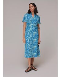 Whistles - Seafoam Zebra Midi Dress - Lyst