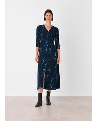 Whistles - Night Cat Print Midi Dress - Lyst