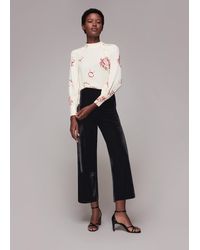Whistles - Velvet Wide Leg Crop Trouser - Lyst