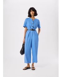 Whistles - Petite Fiona Linen Button Jumpsuit - Lyst