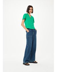 Whistles - Maeve V Neck Button Front Tee - Lyst