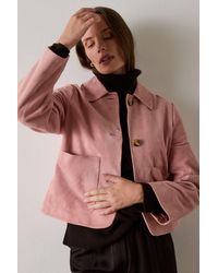 Whistles - Button Cropped Suede Jacket - Lyst