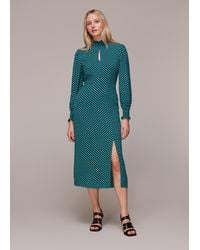 Whistles - Star Check Print Midi Dress - Lyst