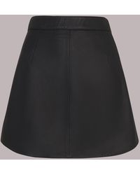 Whistles - Leather Curved Hem Mini Skirt - Lyst