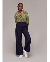 Whistles - Masie Collar Detail Check Top - Lyst