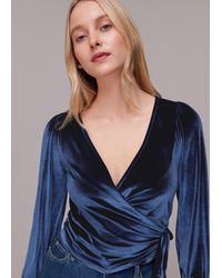 Whistles - Velvet V Neck Wrap Top - Lyst