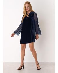 Whistles - Velvet Sheer Sleeve Dress - Lyst