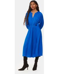 Whistles - Ruched Waist Voluminous Sleeve Midi Dress - Lyst
