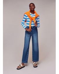 Whistles - Stripe Crew Neck Pocket Top - Lyst