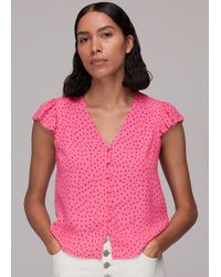 Whistles - Spot Print Frill Sleeve Top - Lyst