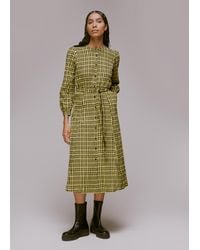 Whistles - Nora Gingham Check Midi Dress - Lyst