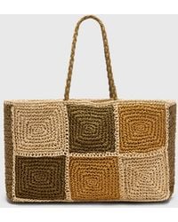 Whistles - Patchwork Straw Tote Bag - Lyst