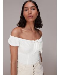 Whistles - Off Shoulder Tie Front Top - Lyst