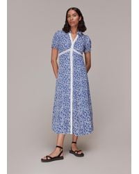 Whistles - Twin Daisy Print Midi Dress - Lyst