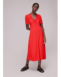 Whistles - Ada Ruched Detail Midi Dress - Lyst