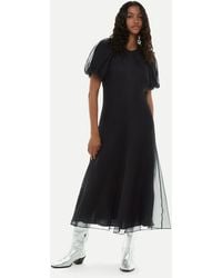 Whistles - Organza Silk Puff Sleeve Dress - Lyst