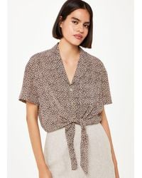 Whistles - Dashed Leopard Tie Front Top - Lyst