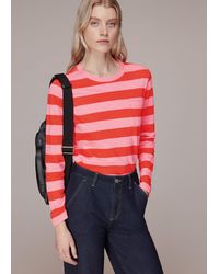 Whistles - Stripe Crew Neck Pocket Top - Lyst