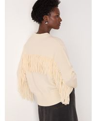 Whistles - Fringe Rib Detail Cotton Knit - Lyst