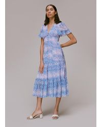 Whistles - Tiger Dobby Midi Dress - Lyst