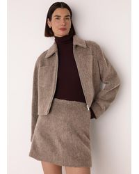 Whistles - Zip Through Wool Blend Jacket - Lyst