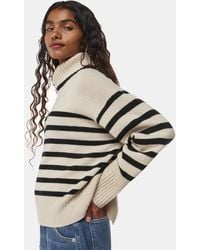 Whistles - Striped Wool Ribbed Roll Neck Sweater - Lyst