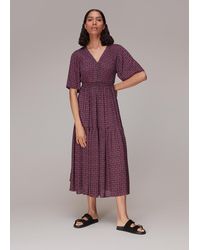 Whistles - Bella Twist Dot Midi Dress - Lyst