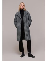 Whistles - Gingham Wool Cocoon Coat - Lyst