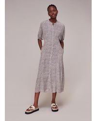 Whistles - Dashed Leopard Midi Dress - Lyst