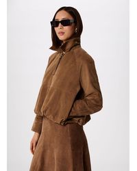Whistles - Gathered Suede Zip Jacket - Lyst