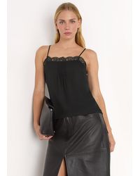 Whistles - Lace Trim Crepe Cami Top - Lyst