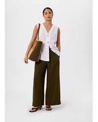 Whistles - Petite Elasticated Linen Crop Trouser - Lyst