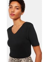 Whistles - V Neck Ribbed T-shirt - Lyst